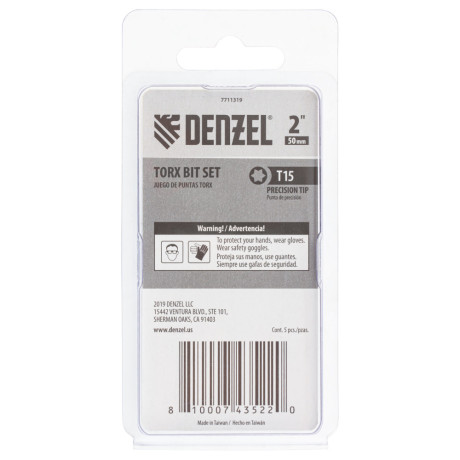 Бита T15x50, 5 шт. Denzel