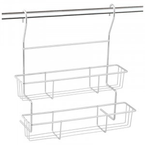 "Полка д/кухни 2-х ярусн навес FORTUNA PR-06, 28,5*14*30,5см,на рейлинг, хром.металл, 8439 Mallony