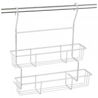 "Полка д/кухни 2-х ярусн навес FORTUNA PR-06, 28,5*14*30,5см,на рейлинг, хром.металл, 8439 Mallony