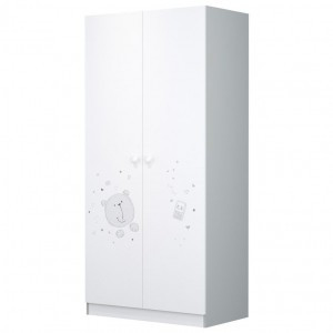 Шкаф двухсекционный Polini  kids French 1230, Teddy, белый-серый (мест 2)