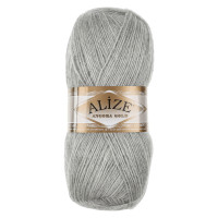 Пряжа Angora gold/Ализе 100г/550м 10 % мохер 10 % шерсть 80 % акрил (208-светло-серый меланж)