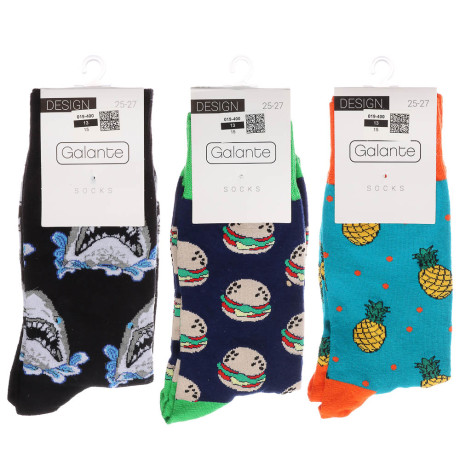 GALANTE Носки фантазийные, р.25-27, 80% хлопок, 20% эластан, разноцветные, #15