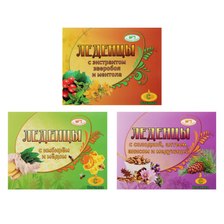 Леденцы для горла Родники Сибири, 32 г, 3 вида