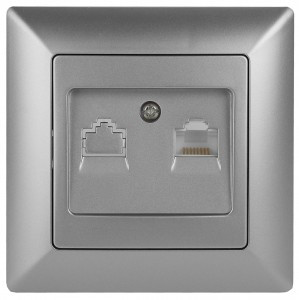 ЭРА Intro Solo роз. СУ комп. 1 мест. RJ45, алюминий 4-303-03, 4464