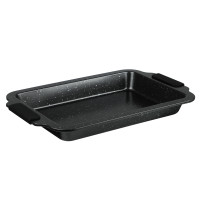 SATOSHI Лион Противень глубокий 36x23x3,5см, антипригарное покрытие Мрамор, силикон.ручки