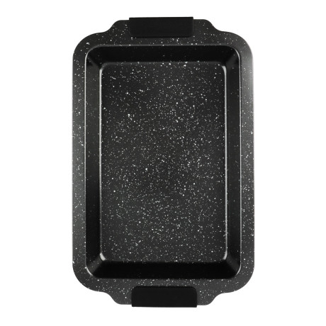 SATOSHI Лион Противень глубокий 36x23x3,5см, антипригарное покрытие Мрамор, силикон.ручки