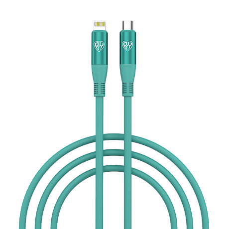 BY Кабель для зарядки Flexi Type-C-iP, 1 м, 2,4 А, Быстрая зарядка 22W, бирюзовый