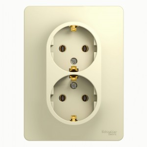 Systeme Electric GLOSSA роз. СУ 2 мест. беж. (пл.осн., земля) GSL000224 (10!)