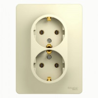 Systeme Electric GLOSSA роз. СУ 2 мест. беж. (пл.осн., земля) GSL000224 (10!)