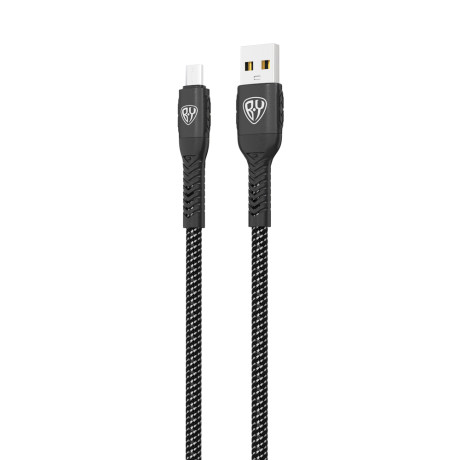 BY Кабель для зарядки Silky microUSB, 1м, Быстрая зарядка 3А, QC, PD 20W, тканевый, черный