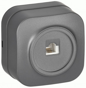 IEK GLORY роз. ОУ 1 мест. телеф. RJ11 РТ20-ХСм сталь мат. ETH10-K46M