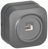 IEK GLORY роз. ОУ 1 мест. телеф. RJ11 РТ20-ХСм сталь мат. ETH10-K46M