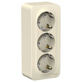 Systeme Electric BLANCA роз. ОУ 3 мест. 16А молоч. (пл.осн., земля, штор., изол.пл.) BLNRA011312(5!)