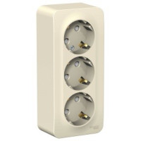 Systeme Electric BLANCA роз. ОУ 3 мест. 16А молоч. (пл.осн., земля, штор., изол.пл.) BLNRA011312(5!)