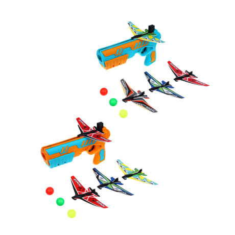 SILAPRO Набор для воздушного боя (пистолет-1шт., самолет 14х6.5см-4шт., мяч 3шт.), ABS, пенопласт