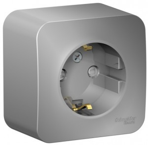 Systeme Electric BLANCA роз. ОУ 1 мест. 16А алюм. (пл.осн., земля, штор., изол.пл.) BLNRA011113(12!)