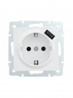 Lezard VESNA мех. роз. земля СУ 1 мест. 16А+USB 2.1А бел (корп. ABS) 742-0288-181