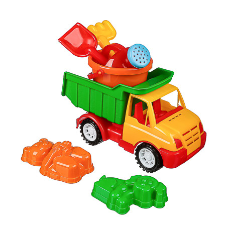 ИГРОЛЕНД Набор для игр в песке 6-7пр, Машинка-грузовик, 11x23x13см, пластик, 6-11 диз., для детей 3+