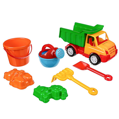 ИГРОЛЕНД Набор для игр в песке 6-7пр, Машинка-грузовик, 11x23x13см, пластик, 6-11 диз., для детей 3+