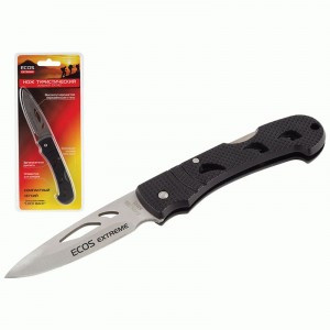 Нож туристический складной ECOS EX-142, черный 325142