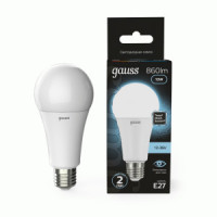 Gauss лампа низковольтная ЛОН A60 E27 10W(860lm) 4100K 4K 60х110 матовая, пластик/алюм. 202502210