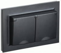 IEK BRITE роз. СУ 2 мест. (крыш.) 16А IP44 РСбш12-3-44-БрЧ черный BR-R26-16-44-K02-F