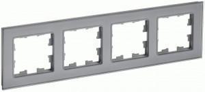 IEK BRITE Рамка СУ 4 мест. РУ-4-2-БрСе стекло сер. BR-M42-G-K03