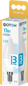 ФОТОН лампа св/д свеча B35 E14 11W(950lm) 3000K 2K без пульсации 116x37 3г арт.23958
