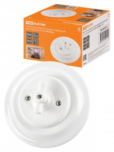 TDM Болонь Выкл СУ фарфор. поворот 2-кл. с ручкой (бантик) 10А белый Ретро SQ1820-0013