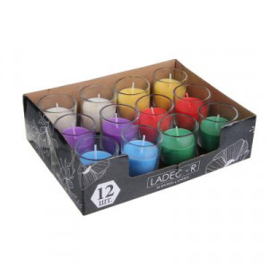 LADECOR Свеча в стеклянном подсвечнике, парафин, 4,4x5,4 см, 6 цветов