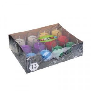 LADECOR Свеча в стеклянном подсвечнике, парафин, 4,4x5,4 см, 6 цветов
