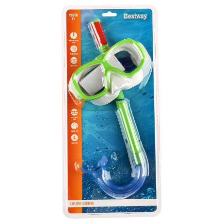 BESTWAY Маска для снорклинга EXPLORA ESSENTIAL, маска, трубка, от 7 лет, 24035