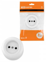 TDM Ретро роз. ОУ 1 мест. 16А карболит, белая (12!) SQ1806-0602