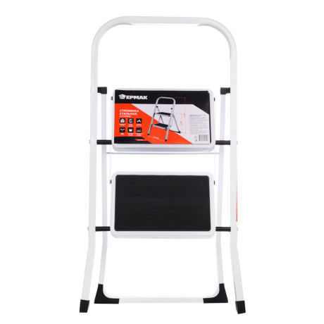 ЕРМАК Стремянка стальная (макс.нагрузка 150кг), 2 ступени, прорезиненные ступени