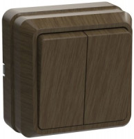 IEK ОКТАВА выкл. ОУ 2 кл. 10А ДУБ (темное дерево) ВС20-2-0-ОД