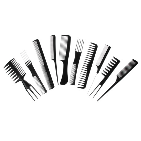 Набор профессиональных расчесок-гребней тм ЮНИLOOK, 10пр., пластик, черный