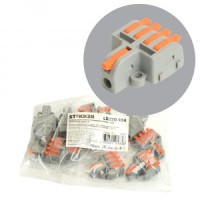 STEKKER клемма СМК разветв. с рычагом супер-компактная LD220-104 1вх/4вых 0,2-4мм2, 32А (DIY 10шт)