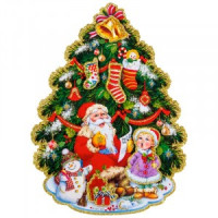 Наклейка новогод. &quot;Елочка малая&quot; 31*23см бумага 3D, 2-х стор., липучка Волшебная страна 3227