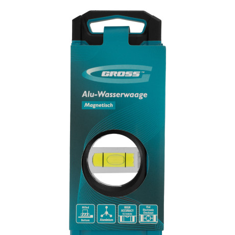 Уровень алюминиевый, магнит., фрезерованный, 3 глазка, 0,5 мм/м, 1200 мм Gross