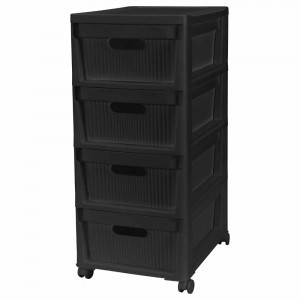 Комод на колесах VELVET 4 Ящика, 300х385х690 мм черный 435218813 Бытпласт