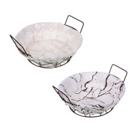 VETTA Корзина для мелочей &quot;Селеста&quot;, круглая, 21х21х7см, металл, лён, полиэстер, 2 дизайна