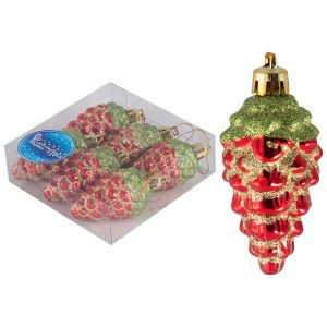 Набор елочных украшений "Шишки" (6шт) цвет красный Волшебная страна