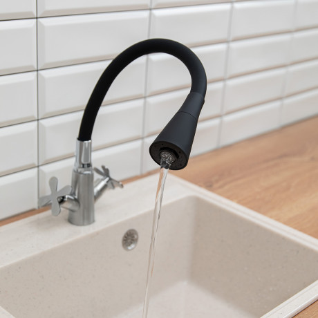 Излив смесителя для кухни, силиконовый, 2 режима, черный