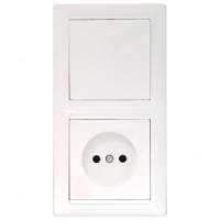 Bylectrica СТИЛЬ Блок (1 выкл. + роз.) СУ белый, (В-РЦ-685)