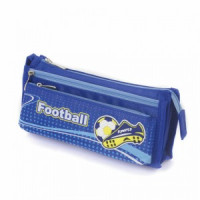 Пенал ЮНЛАНДИЯ для мальчиков, 3 отделения, мягкий, &quot;Футбол&quot;, синий, 20х7х9 см, 228979