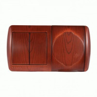 Lezard Ната блок ОУ роз.1 мест(земля, крыш,16А)+выкл. 2 кл. 10А вишня гориз (корп.PC)  710-0600-171