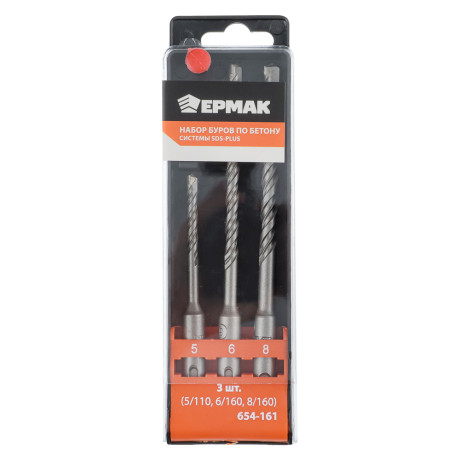 ЕРМАК Набор буров по бетону системы SDS-plus, серия MASTER 3 шт (5/110, 6/160, 8/160)