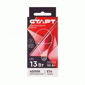 СТАРТ лампа св/д Шар G45 E14 13W(1040lm) 4000K 4K 80x45 матов пласт/алюм IC-драйвер 1339
