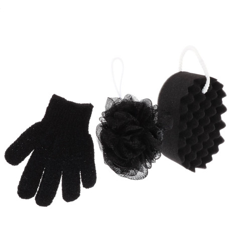 ЮL Набор 3 штуки: губка поролон, перчатка скрабер, мочалка шар, 2 цвета, МС24-09