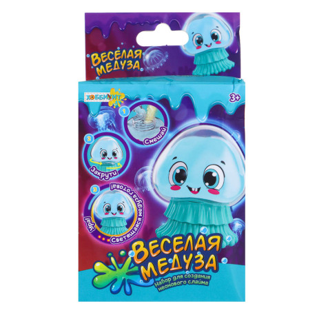 ХОББИХИТ Набор для создания неонового слайма "Веселая медуза"13,2х7х7,6см